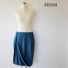 美品 大きいサイズ フェンディ ストレッチ 膝丈 タイト デザインスカート