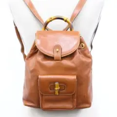 ▲希少/オールドグッチ バンブー リュック GUCCIレザー キャメル 2WAY