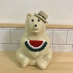 しろくま貯金箱　スイカ　カンカン帽