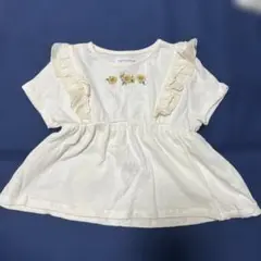 mamaraku 花刺繍 ホワイト トップス 100