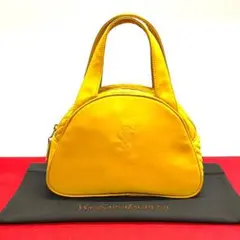 極 美品 イヴサンローラン YSL ロゴ ミニ トートバッグ ハンドバッグ 黄