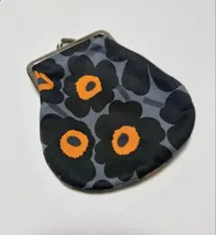 marimekko がま口 ポーチ マリメッコ 小銭入れ 黒 グレー