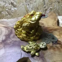風水 /金運UP・ 三本足のカエル 三脚蟾蜍 / 福銭付き