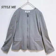 スタイルミー　STYLE ME　ノーカラージャケット　M　フルジップ　グレー