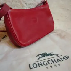 LONGCHAMP レザー ショルダーバッグ レッド