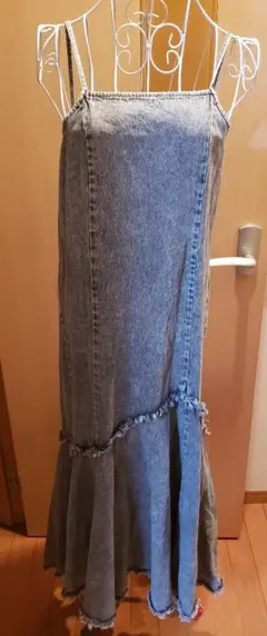 レトロガール デニムキャミソールワンピ