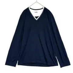 van Laack Vネック 長袖カットソー　ネイビー　M