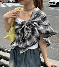 CIAOPANICマルチWAYチェックフリルビッグスカーフ