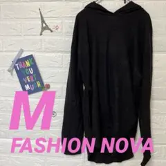 FASHION NOVA ブラック フード付きパーカー 【M】