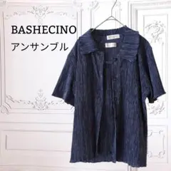 『バッシュシンク』アンサンブル 半袖【M】ネイビー 系 伸縮性あり 上品