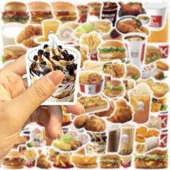 食べ物　ステッカーシール　６４枚　ハンバーガー　ジュース　ポテト