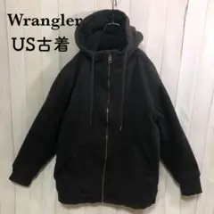 US古着パーカースウェットフルジップラングラーwrangler黒ボア