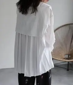 美品ap retro♡バックプリーツバンドカラーシャツ 2way