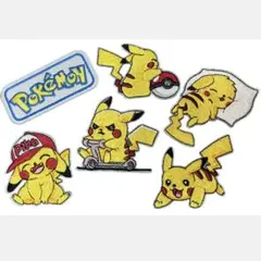 新品　匿名　6枚セット　ポケモン　ピカチュウ　刺繍アイロンワッペン