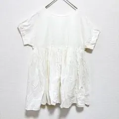 アーバンリサーチドアーズ【F】チュニック ギャザー ブラウス 半袖 白 Uネック