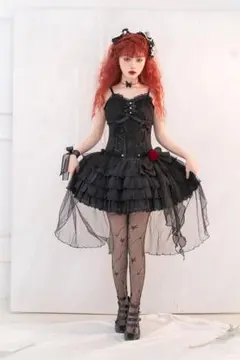 黒キャミソールスカート ロリータ 洋装 かわいい ワンピース ドレス