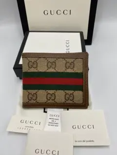 Gucci グッチ　GG 二つ折り財布 グッチ シェリーライン スプリーム