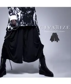 CIVARIZE/シヴァーライズ　サスペンダー付きスカートレイヤードワイドパンツ
