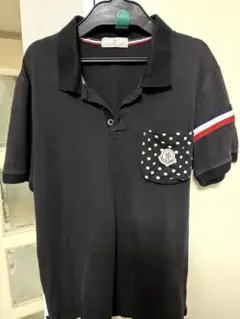 MONCLER ブラック ポロシャツ ドット柄