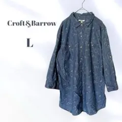 Crof&Barrow デニムシャツ Lサイズ 花柄プリント 七分袖
