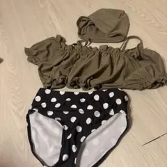 オリーブグリーン フリルビキニセット　130サイズ