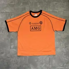 古着 ロゴ入りオレンジサッカーシャツ XL サッカー ラグラン