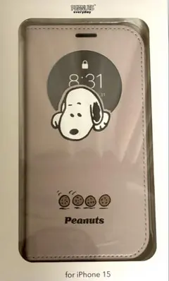 スヌーピー 手帳型ケース　ベージュ　クッキー