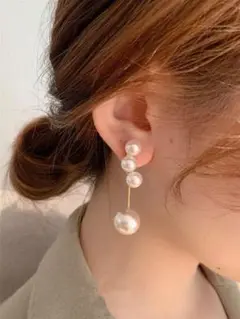 パール ピアス 白 結婚式 パーティー 金属アレルギー対応 ボヘミアン