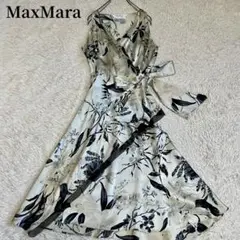 【極美品・高級】マックスマーラ 白タグ カシュクール シルク100％ 花柄 S