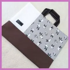 犬グレー　レッスンバッグ　絵本袋　入学入園　ハンドメイド