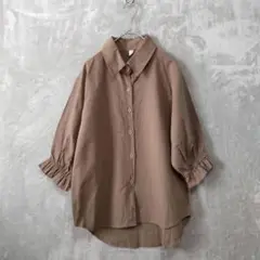 a2863　【春夏初秋】大人の抜け感 ブラウス シャツ麻 リネン　七分袖