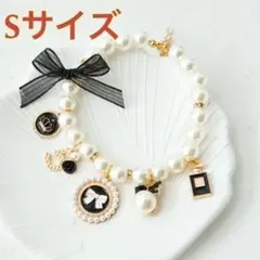 *【限定入荷】犬♡猫アクセサリー パールネックレス 黒 Sサイズ