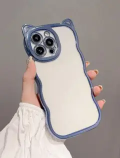 【新品未開封】iPhone16用 猫耳メタリックケース 透明 スマホケース