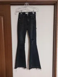 極美品★GYDA★ブラック フレア ダメージデニムパンツ Sサイズ
