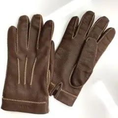 グッチ GUCCI レザー グローブ 手袋 ブラウン 茶色 未使用品 8 1/2