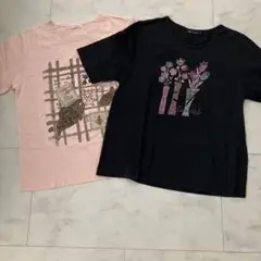 カジュアルTシャツ2枚セット（ピンク・黒）