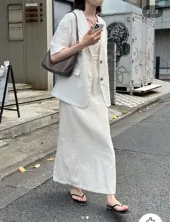 NEUNA / ヌナ バックスリットハイウエストロングデニムキャミワンピース