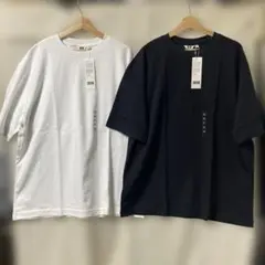 ユニクロ エアリズムコットンオーバーサイズTシャツ(5分袖)XXL 白黒2枚