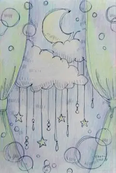 星空 1／ ポストカードサイズ 手描き 原画 オリジナル