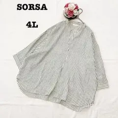 SORSA ソルサ　しまむら　レディース　半袖までストライプブラウス　4L
