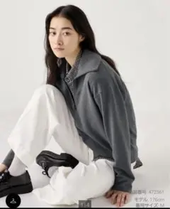 ユニクロ　ブラッシュドジャージープルオーバー　06 GRAY　M