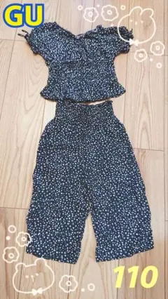 GU　花柄セットアップ　黒　１１０