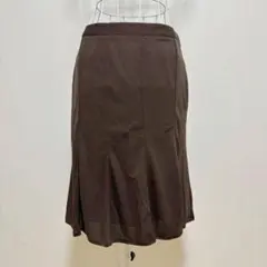 ●パネルフレアスカート（ｗ64）ブラウン　膝丈　バース　シンプル
