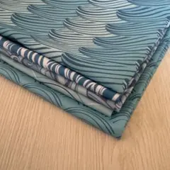 ブルー系柄はぎれ　5枚　48cm×44cm