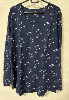 【新品】 GAP かもめ飛ぶ爽やかな薄手長袖チュニック！七分袖にもなる！