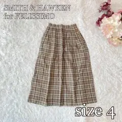 ⚫︎SMITH & HAWKEN チェック柄プリーツロングスカート（4）コットン