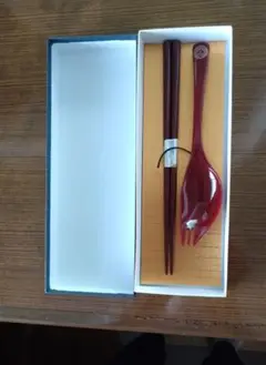 輪島漆器赤い箸とスープフォークのセット
