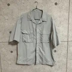 【美品】GU ワークシャツ Mサイズ ライトグレー　半袖