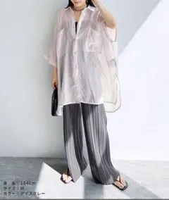 アイスグレー 半袖シャツ Mサイズ★ほぼ新品