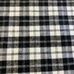 先染め生地（黒×オフ白チェック柄ツイル)